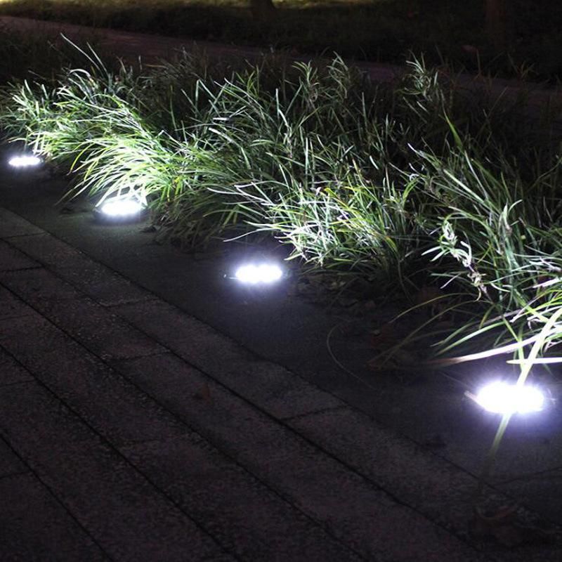 Solar Ground Lights, 8 LED Solar Disk Lights Garden Lights Waterproof Patio Outdoor Light with Light Sensor Esg11893