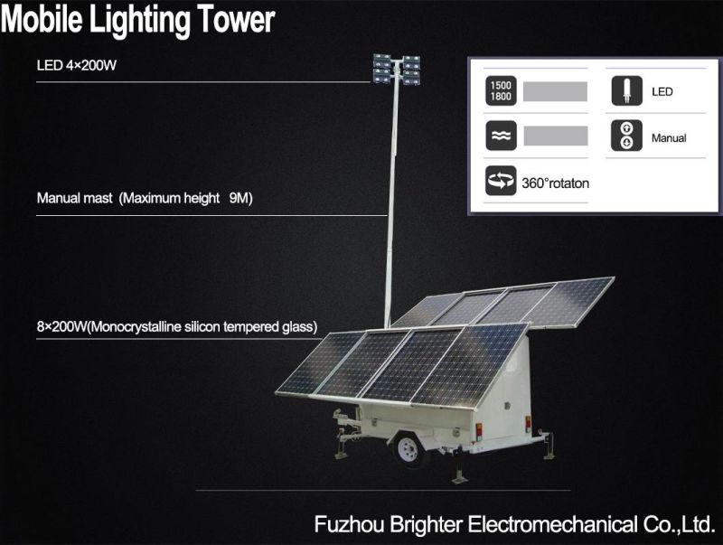 Solar Light Mobile Tower Light with LED Lamp Environmental Protection