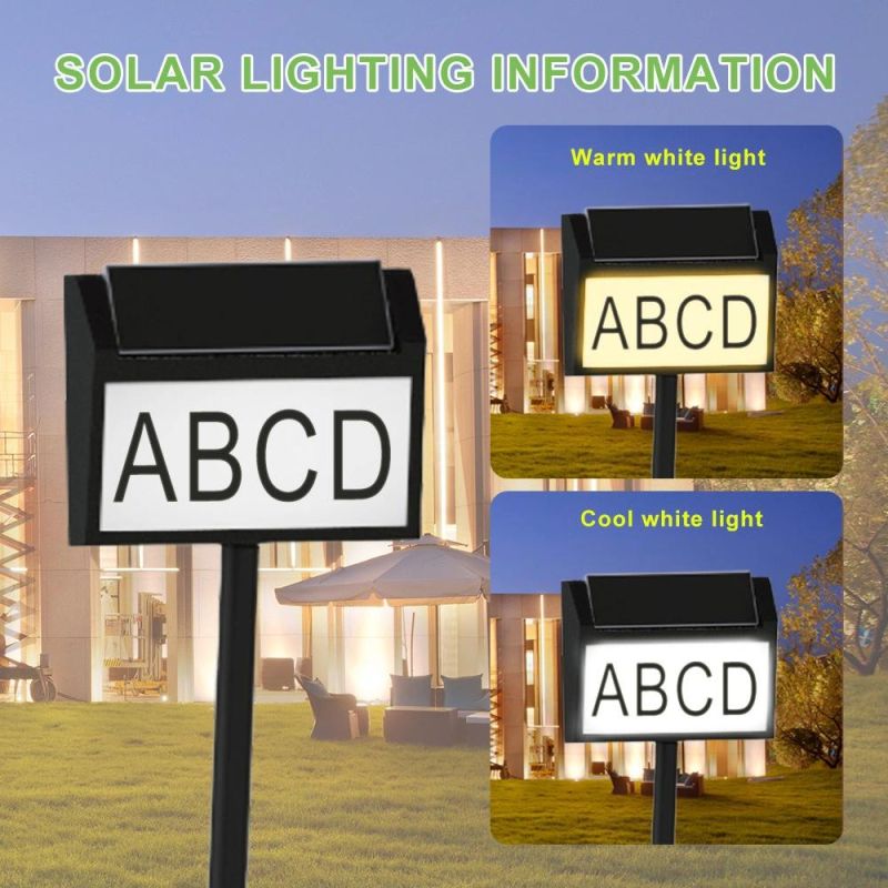 Solar Address Sign House Number Sign LED Illuminated Outdoor Address Waterproof Lighted up for Home Yard Street