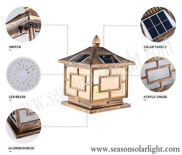 Bright Decking Light CE Solar Post Lighting Outdoor Garden Lighting with Warm White LED Light