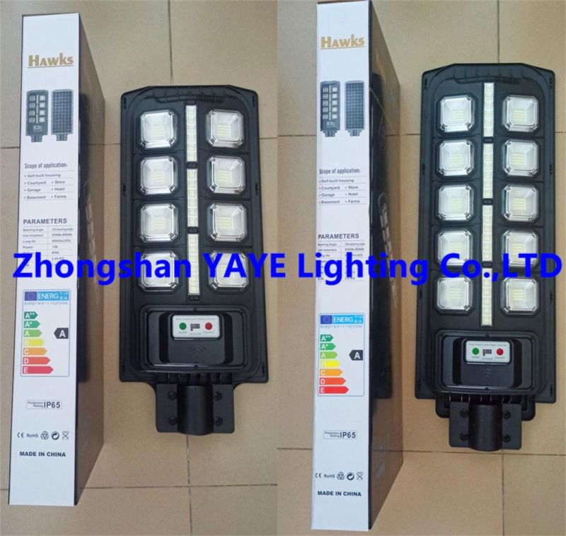 Yaye Best Sell 100W/150W/200W/300W/400W Solar LED Street Road Garden Wall Lamp with 1000PCS Stock/3 Years Warranty/ Radar Sensor/ Remote Controller