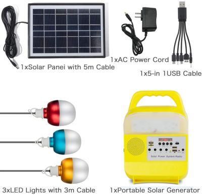 Global Sunrise Portable Solar Light Kits with 3PCS 8000mAh LED Lamps Solar Generator Sre-685