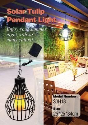 Metal Gazebo Solar Pendant Light with Remote Control (white/RGB options)