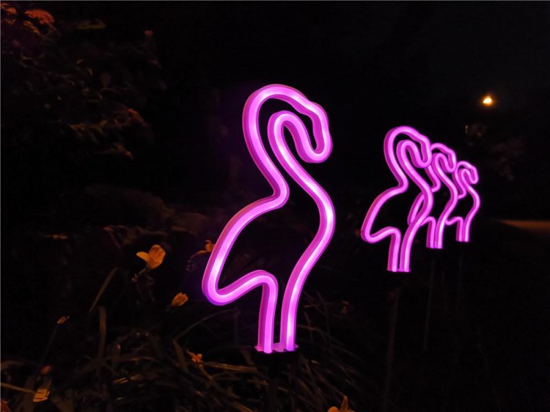 Outdoor Neon Garden Decoration Landscape Simulated Flamingo Lawn Lamp Waterproof Solar LED Lights
