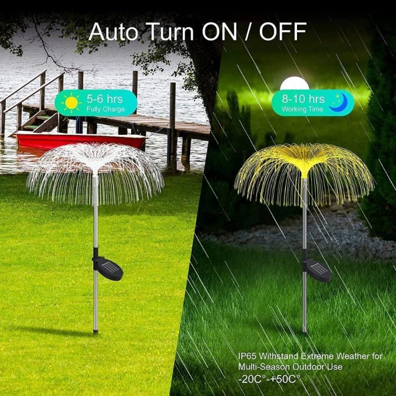 Jellyfish Lamp Color Changing Solar LED Outdoor Jellyfish Fiber Optic Garden Floor Lawn Pathway Street Lighting Dé Cor Wyz20504