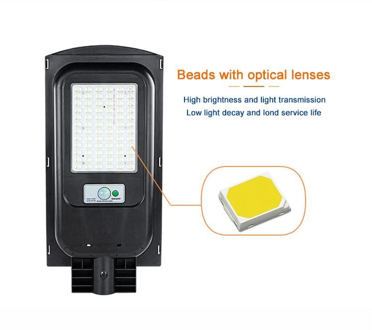 Waterproof CE RoHS IP66 45000 Lumens Outdoor LED 50W 60W High Lumen Solar Street Light All in One