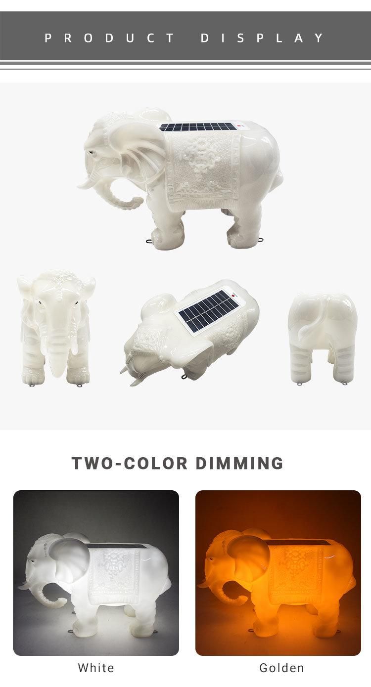 Waterproof Solar Garden Light Cute Elephant Solar Pillar Light