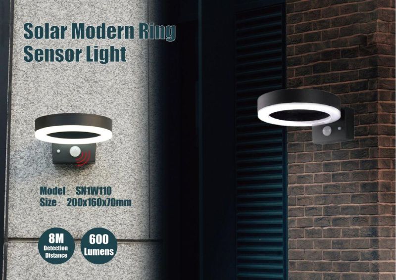 Modern Solar Ring Sensor Light PIR Light Garden Solar Security Light (600 Lumen)