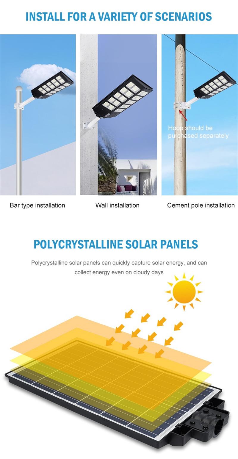 300W Polycrystalline Silicon LiFePO4 Battery ABS Solar LED Street Light