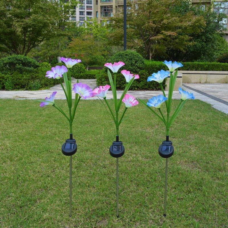 LED Morning Glory Stake Light Solar Energy Rechargeable for Outdoor Garden Patio Pathway Porch Backyard Wyz16587