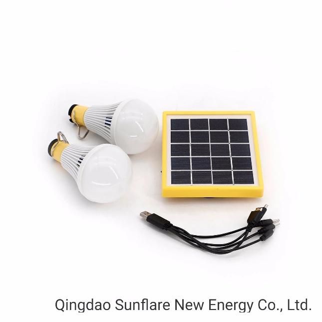 Green Energy Charging Mobile Phone Solar Lamp Light/2 PCS LED Bulbs Solar Lantern for Remote Areas