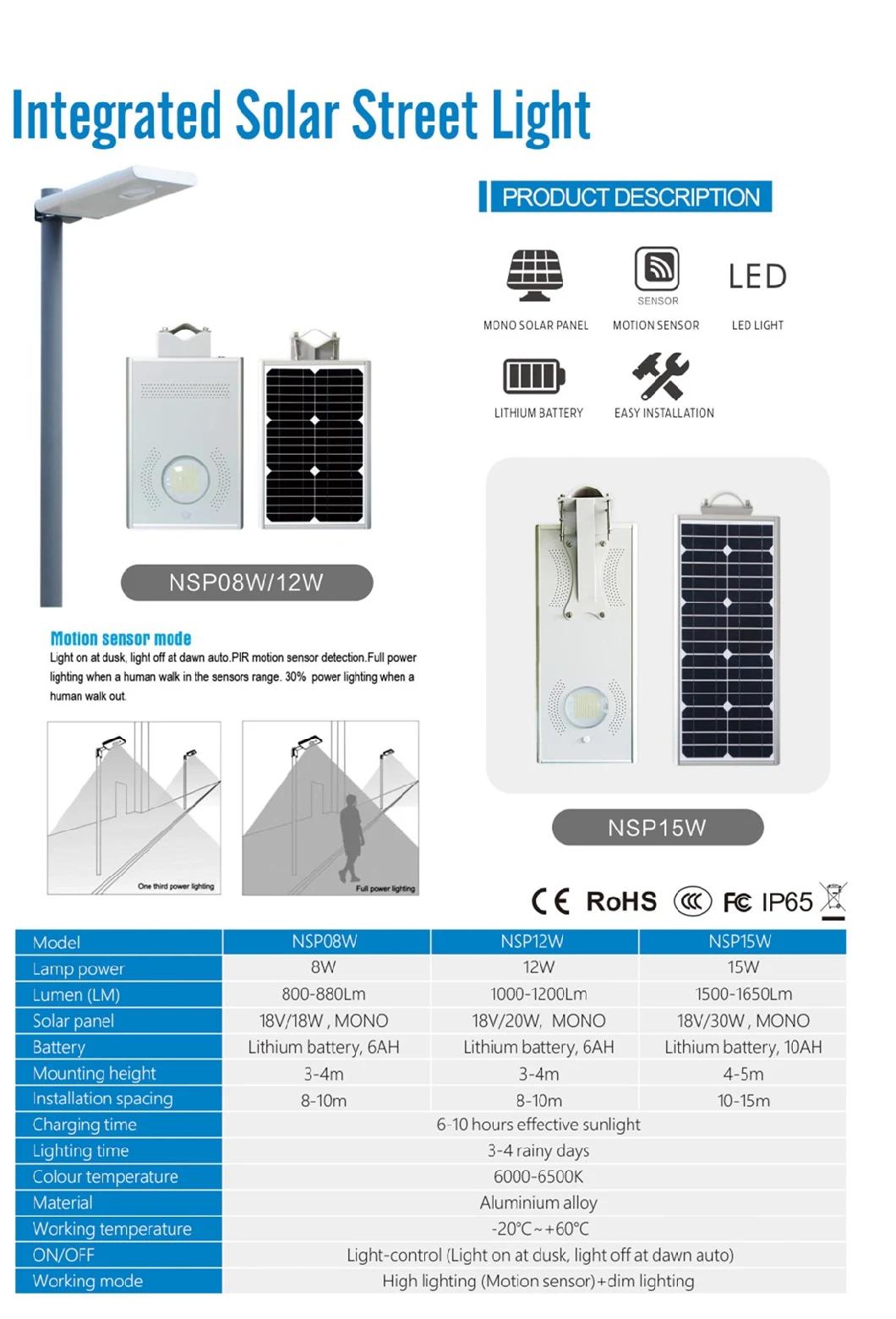 120W Outdoor Waterproof 5years Warranty All in One Integrated Solar Street Lighting