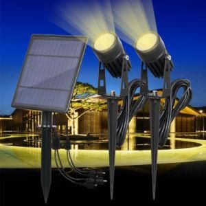 Solar Powered Spotlight Warm White Lights Solar Panel Outdoor Lighting Landscape Yard Garden Tree Separately Lamp