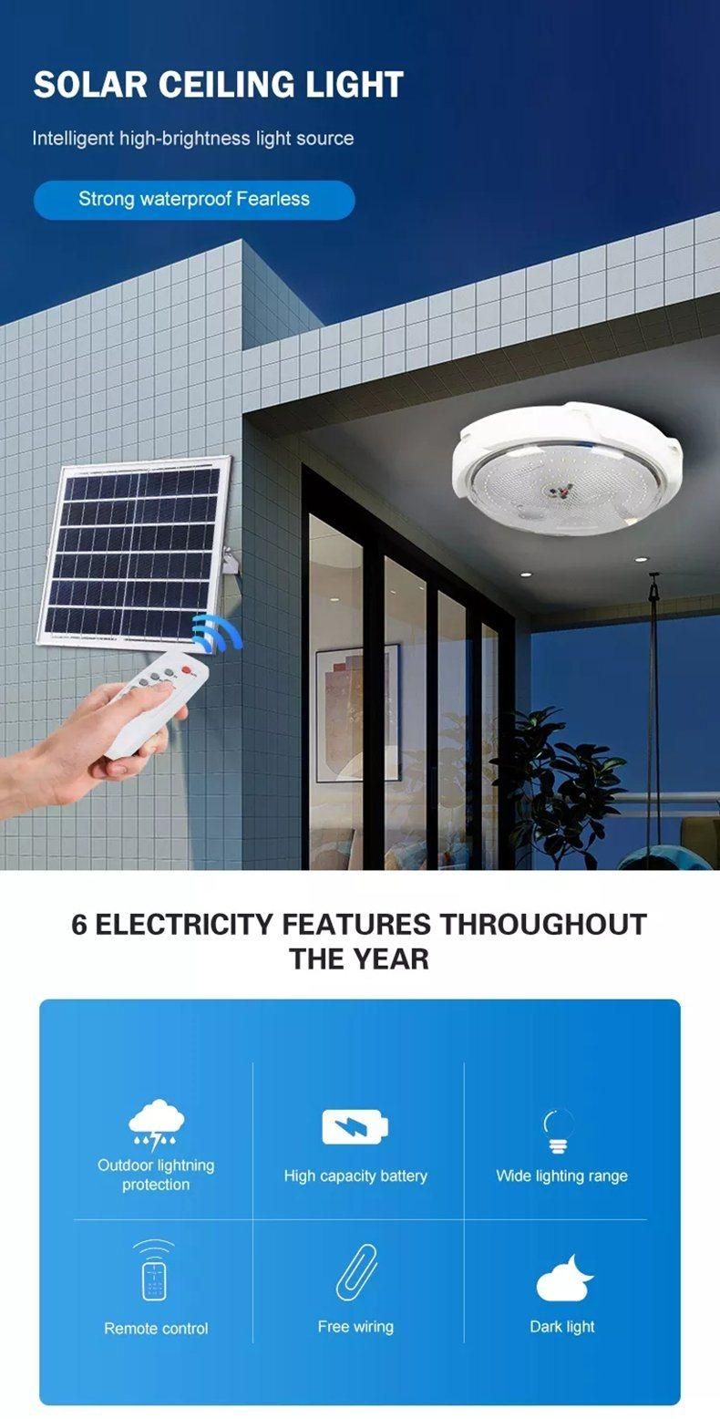 Solar Indoor Ceiling Lamps Super Bright 60W 100W Panel LED Solar Lighting for Corridor Balcony Home Living Room Bedroom Garage Wholesale Lights