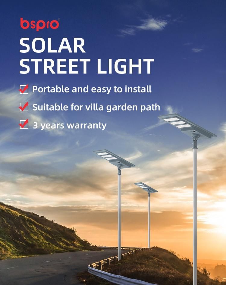 Bspro IP65 Outdoor All in One Solar Street Lamp Integrated LED Solar Street Light