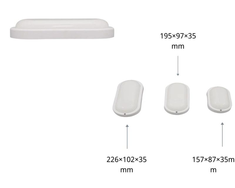 Outdoor Light IP65 Moisture-Proof Lamps LED Waterproof Bulkhead Light White Oval 20W with CE RoHS Certificate