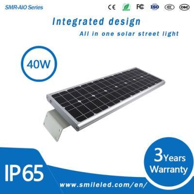 40W IP65 Waterproof Integrated Solar Street Light with Ce