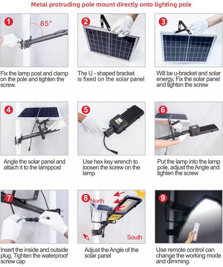 Bspro Waterproof IP65 Timer Light Control 150W 300W Industrial Integrated Solar Outdoor Street Lights