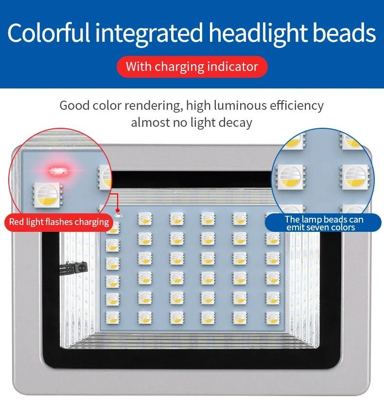 2021 Factory RGB Color 5m Cables Cast Aluminium Solar LED Flood Lights for Garden Landscape