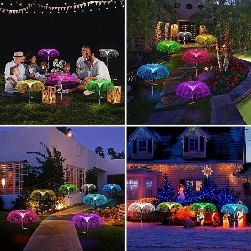 Jellyfish Lamp Color Changing Solar LED Outdoor Jellyfish Fiber Optic Garden Floor Lawn Pathway Street Lighting Dé Cor Wyz20504