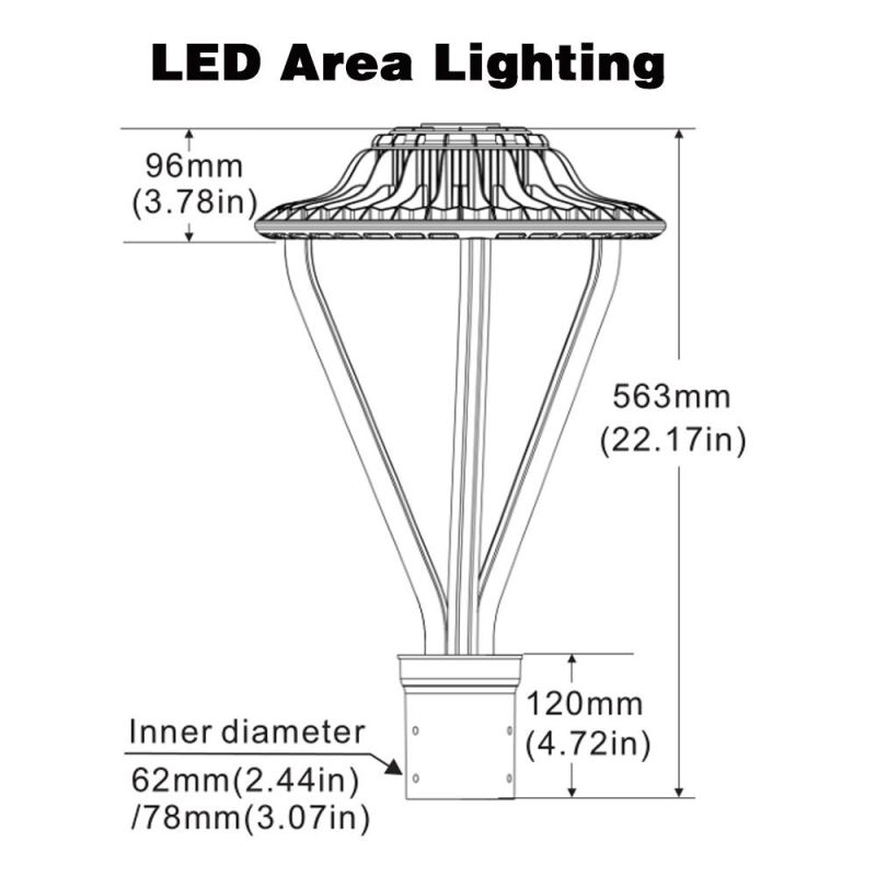 AC100-277V Outdoor LED Lighting 5000K 100W LED Post Top Light