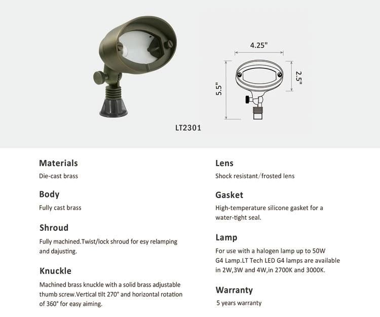 Lt2301 Cast Brass Flood Light & Wall Wash Suitable for G4 (not included)