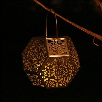 Hanging Tree Patio Yard Warm White Solar Decorative Light with Metal Iron Art Hollow out