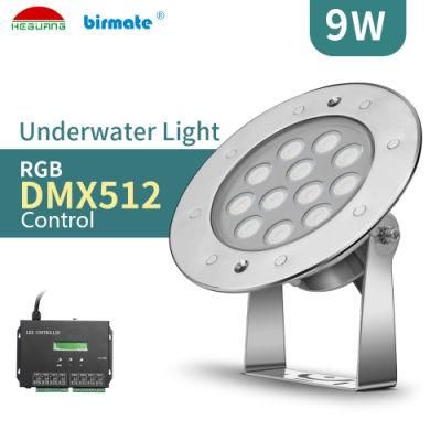 316L Stainless Steel DMX512 RGB/RGBW 36W/18W DC12V/24V Waterproof IP68 LED Underwater Spot Light