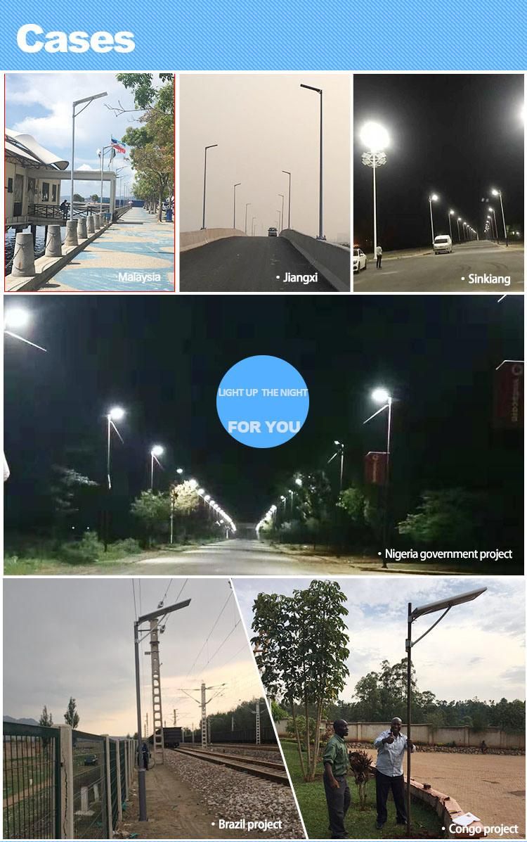 Hot Sell Ce/RoHS 30W 40W 50W 60W 70W 80W 100W 120W 150W 160W 180W 200W 250W 300W 400W COB SMD Solar LED Street Light with 18 Years Production Experience
