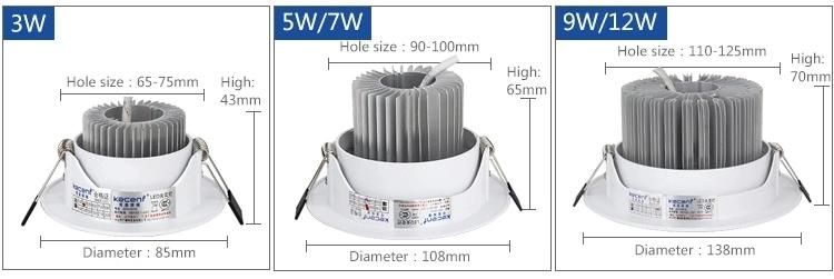 Commercial Ceiling LED Downlight Grille Lighting 12W for Office House Shopping Mall