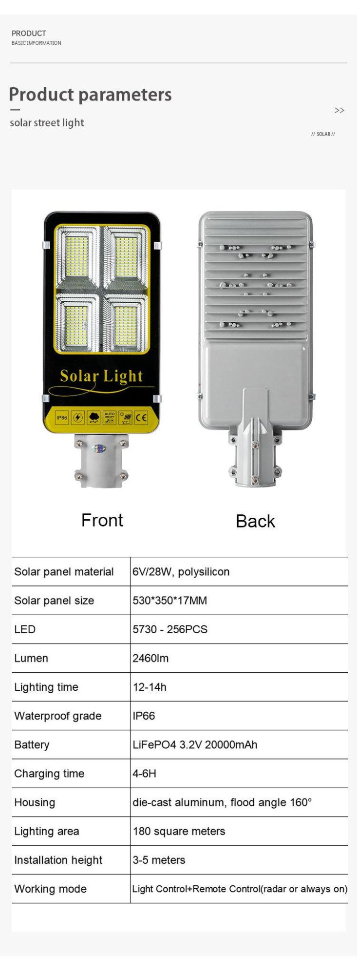 120W Solar Street Lights Outdoor LED Solar Light