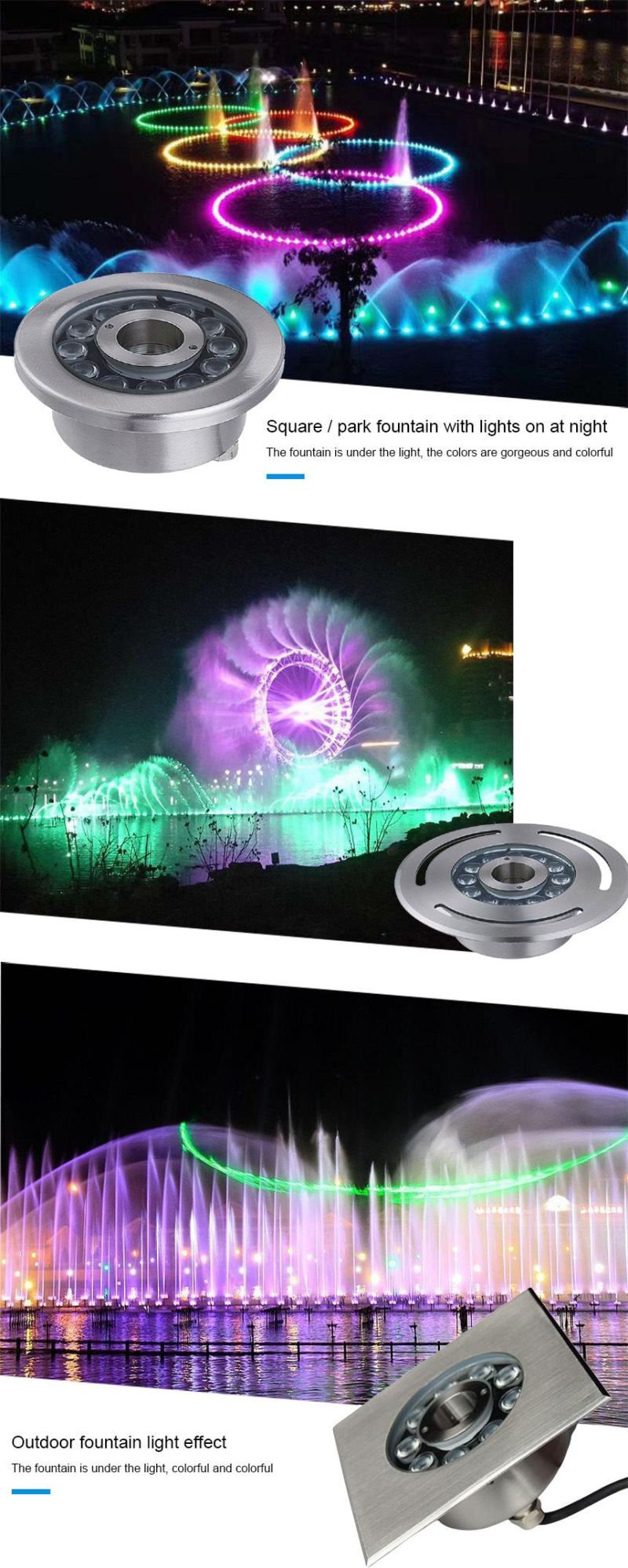 6W Water Fountain Nozzle Light Ring Submersible LED Light Ring