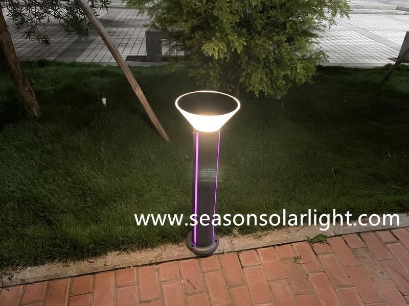 Decorative Border Pathway Driveway Landscape Lighting Outdoor Bollard Solar LED Garden Light with LED Strip Light