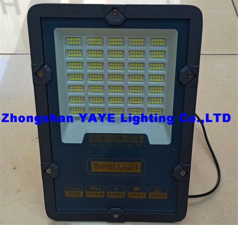 Yaye 2021 Hot Sell Good Price 200W Outdoor Solar LED Flood Garden Lamp with Remote Controller (Available Watts: 50W/100W/200W/300W/400W)