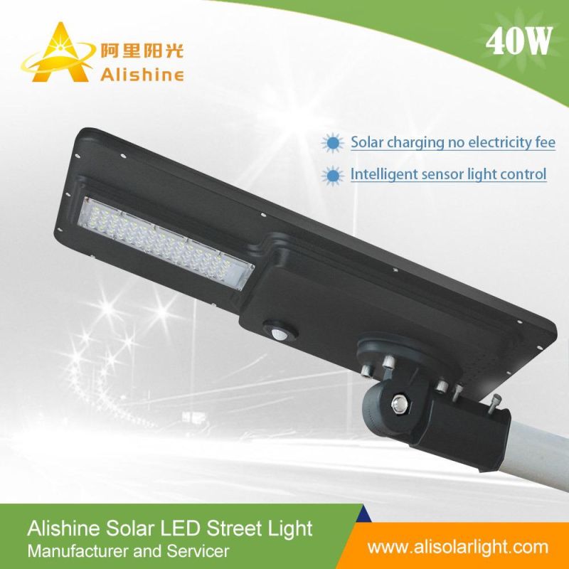 40W Outdoor Integrated Solar LED Street Garden Light for Parking Road