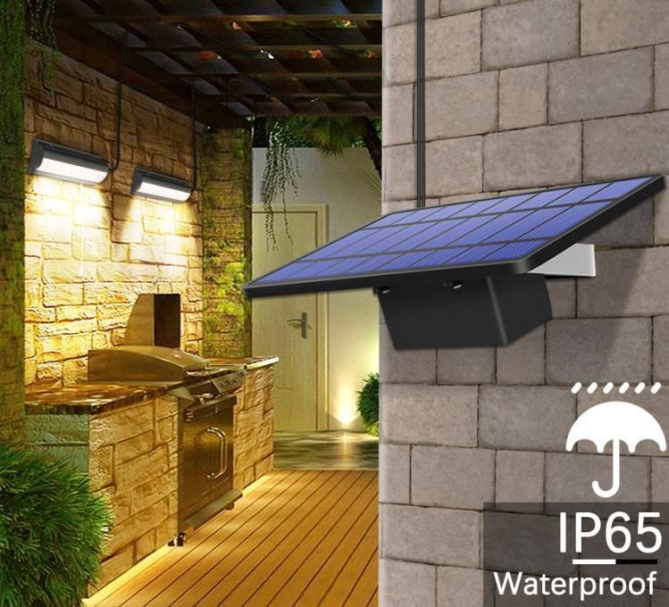 Waterproof Outdoor Pathway Motion Sensor Security Lights 2 Heads Solar Powered PIR Sensor LED Garden Solar Wall Light