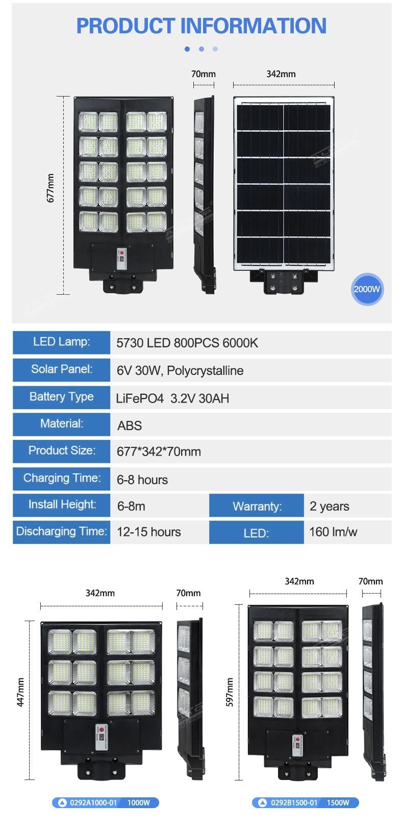 Alltop China Direct Sales SMD 6000K IP65 Rainproof 300W 400W 500W All in One Outdoor Solar LED Street Light