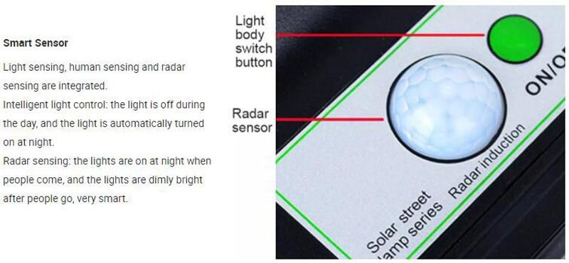 Hot Light Remote Control Sensor IP65 ABS Streetlight All in One Solar LED Street Lamp