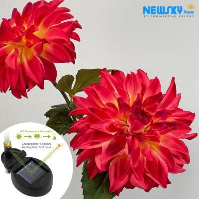 Attractive 3 Colors Solar Decorative Dahlia Flower Lamp for Outdoor Lighting