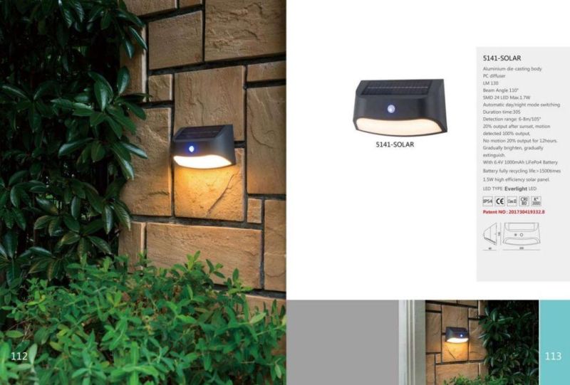 Solor Garden Wall Lamp Outdoor Metion Sensor LED Wall Light