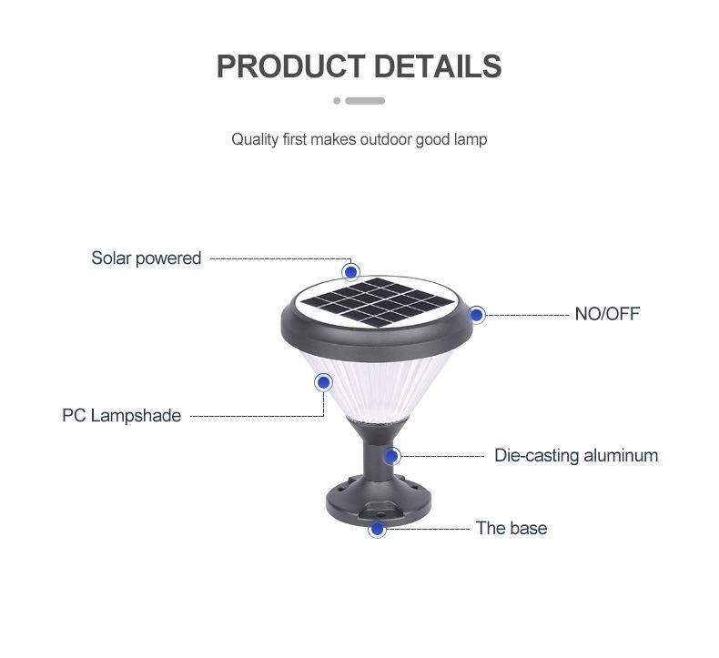 Solar LED Lawn Lamp Outdoor Waterproof Garden Villa Aisle Corridor Gate Waterproof of 3000K 6000K RGB Solar Streetlight Garden Light with Motion Sensor