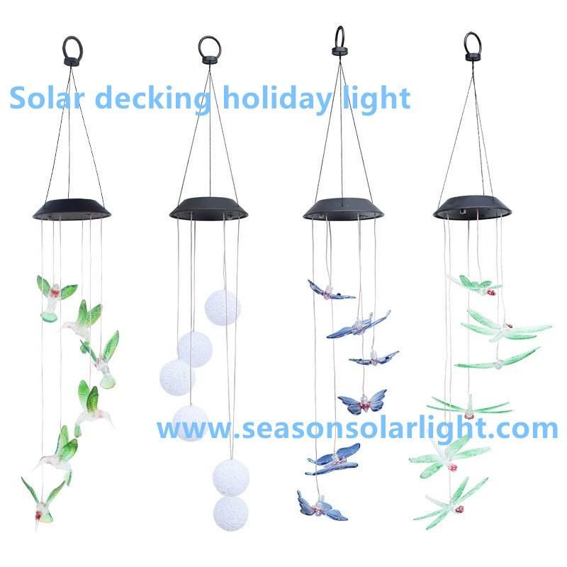 Multi-Color Changing Outdoor Lights Solar Wind Chime Star Lights LED Decking Hanging Patio Lamp