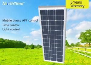 80W All-in-One Integrated Solar LED Street Light with Mono Solar Panel for Highway