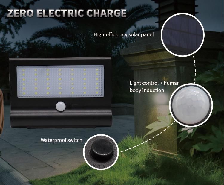 Super Bright New Hot Smart IP65 Lamp Motion Sensor Outdoor LED Solar Wall Light for Patio Garden Outdoor Design