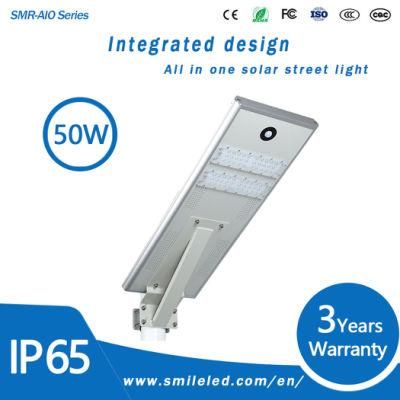 Factory Price LED 50W Integrated Solar Street Light with Pole