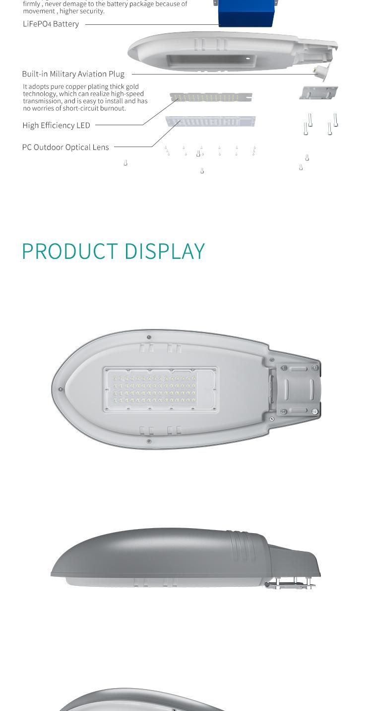 Long Life Span 3.2V Nichia LEDs 70W 7000lm Bulbs Integrated Solar Street Light Outdoor Lighting