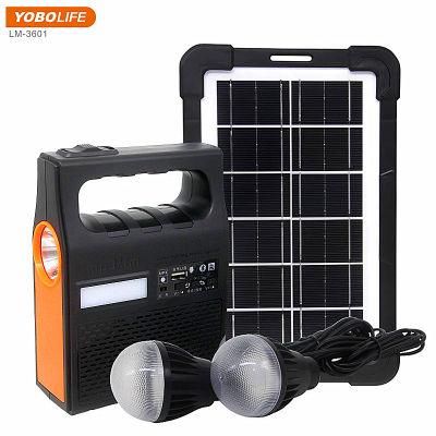 6V Solar Light with FM Radio /MP3 Function LED Bulbs Mobile Solar Charging System