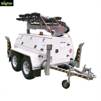 Camping Mining Mobile Tower Light with LED Lamp and Trailer