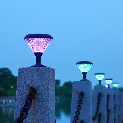 Newest Solar Pillar Light Control Bollard Light Waterproof RGB Stainless Outdoor LED Housing Bollard Lighting