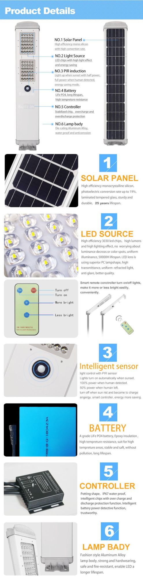 20W 30W 40W 60W Motion Sensor Waterproof IP65 Outdoor Integrated All in One LED Solar Street Light Solar Lamp